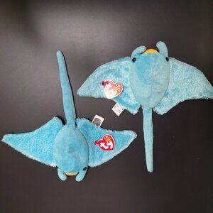 Ty Blue Stingray Stuffed Animal Sunray Beanie Babies NWT